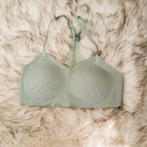 True & Co. Body Lace Racerback Bra Sage Green Size M Silky Padded